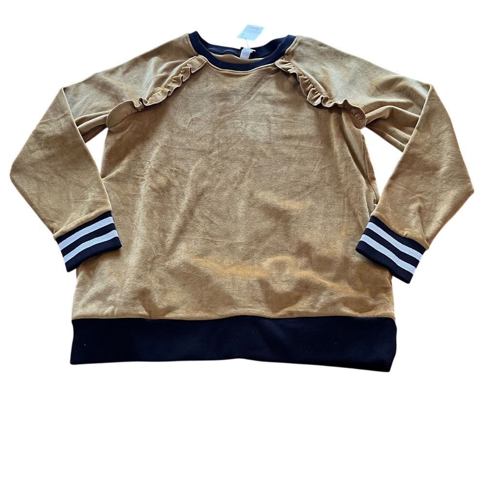 Tea‎ Collection Gold Black Velour Sweatshirt Girls Size 14 Pullover